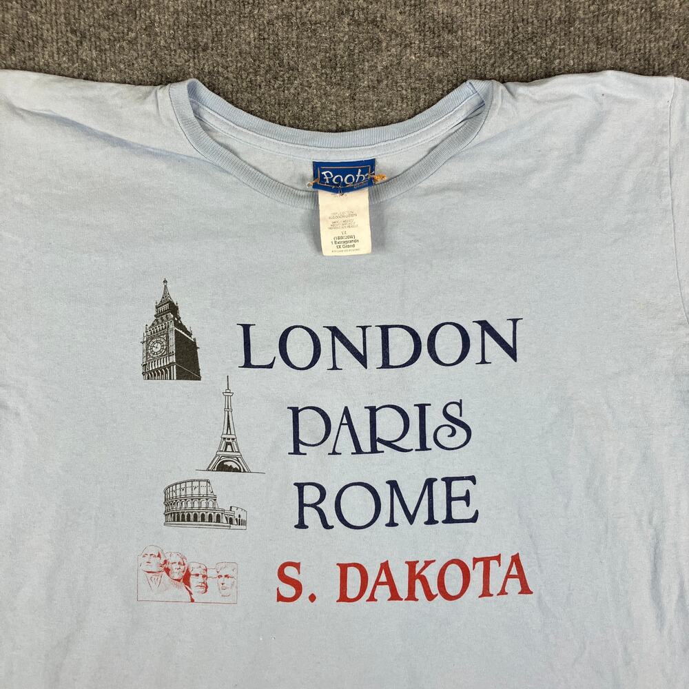 Pooh T-Shirt Womens 1X Light Blue‎ Graphic Travel South Dakota Short Sleeve Tee